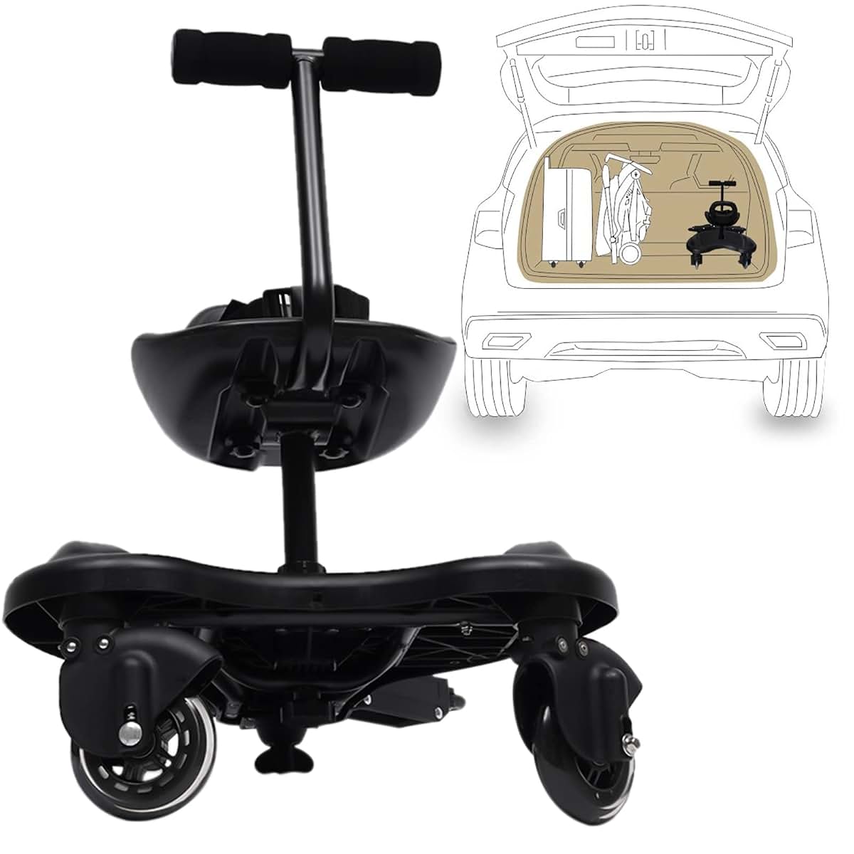 Universal Stroller Board with Removable Seat and Pedal, Standing/Sitting Rider for Toddlers up to 55 lbs