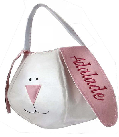 Easter-By-Stocking-Factory Personalized Pink Felt Bunny Easter Basket Tote
