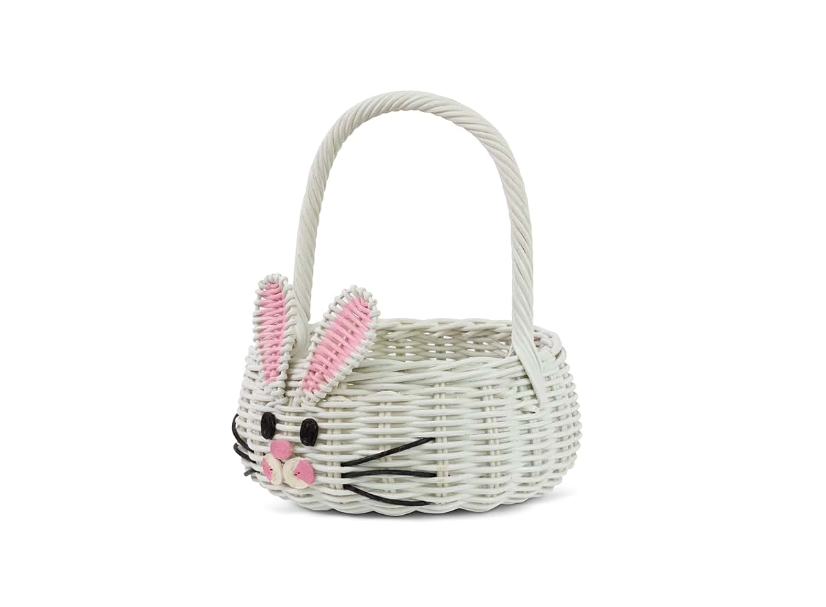 G6 COLLECTION Hand Woven Bunny Rattan Wedding Flower Girl Basket Decorative Bin Home Decor Organizer Cute Handmade