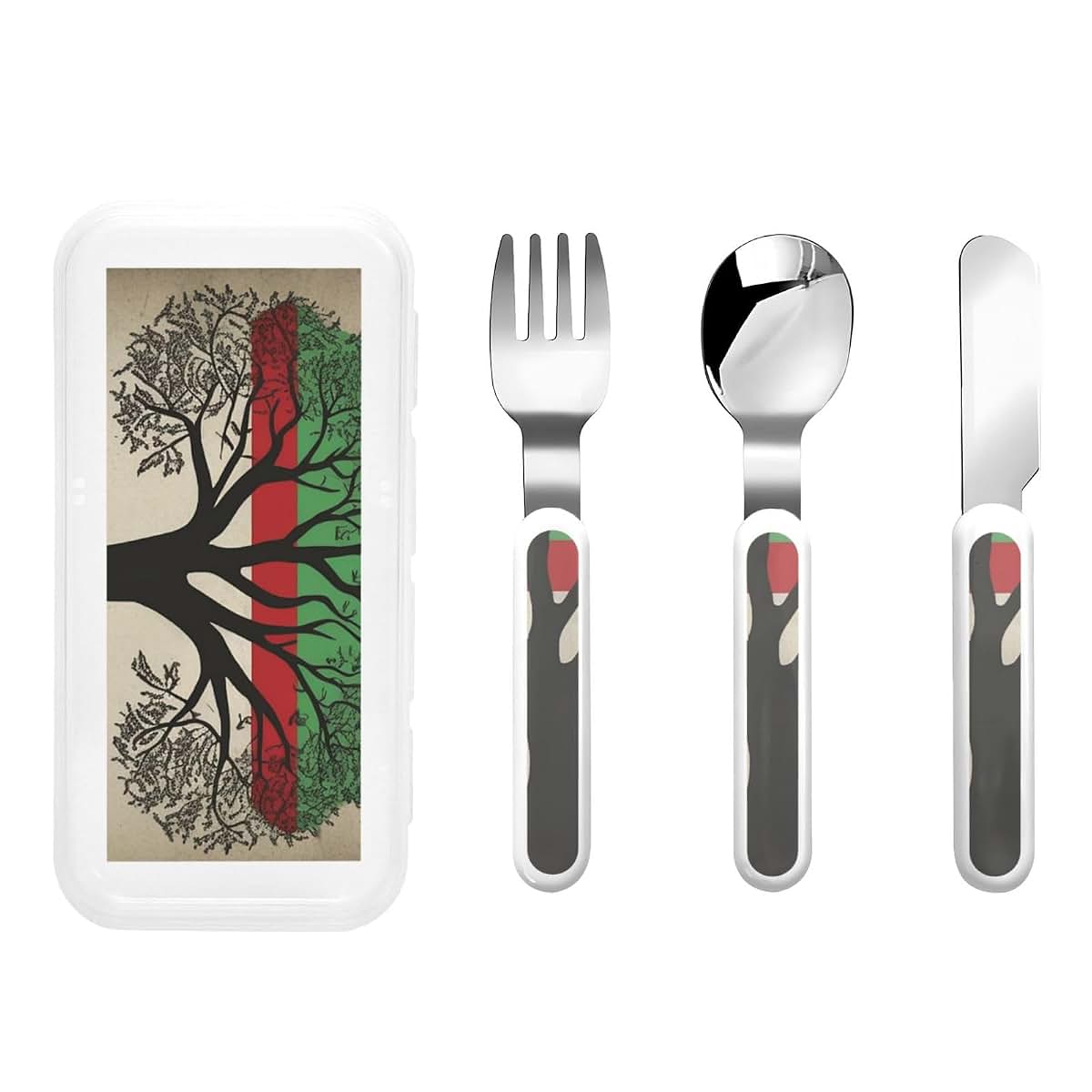 LHDGBNV Kids Silverware Set With Palestinian Flag Design And Storage Case