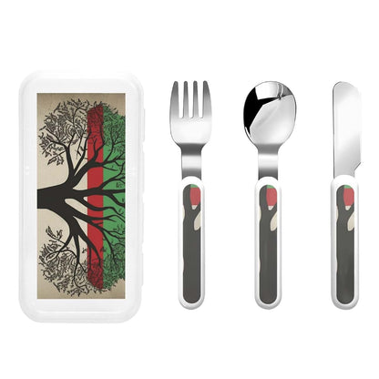 LHDGBNV Kids Silverware Set With Palestinian Flag Design And Storage Case