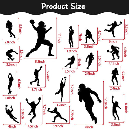 Sport Player Vinyl Wall Decals - Removable Football Silhouette Stickers