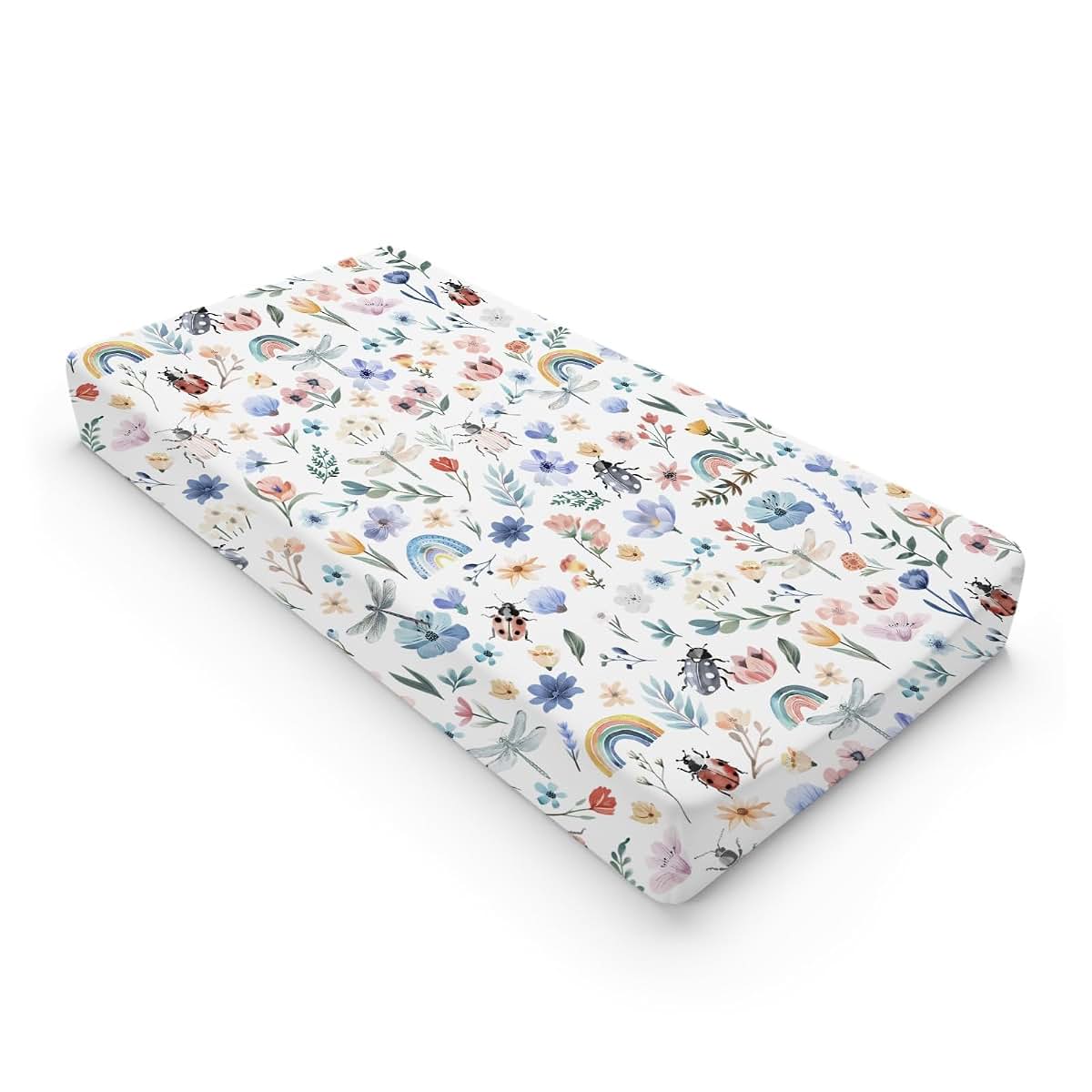 Hwmmbh Spring Garden Floral Rainbow Changing Pad Cover