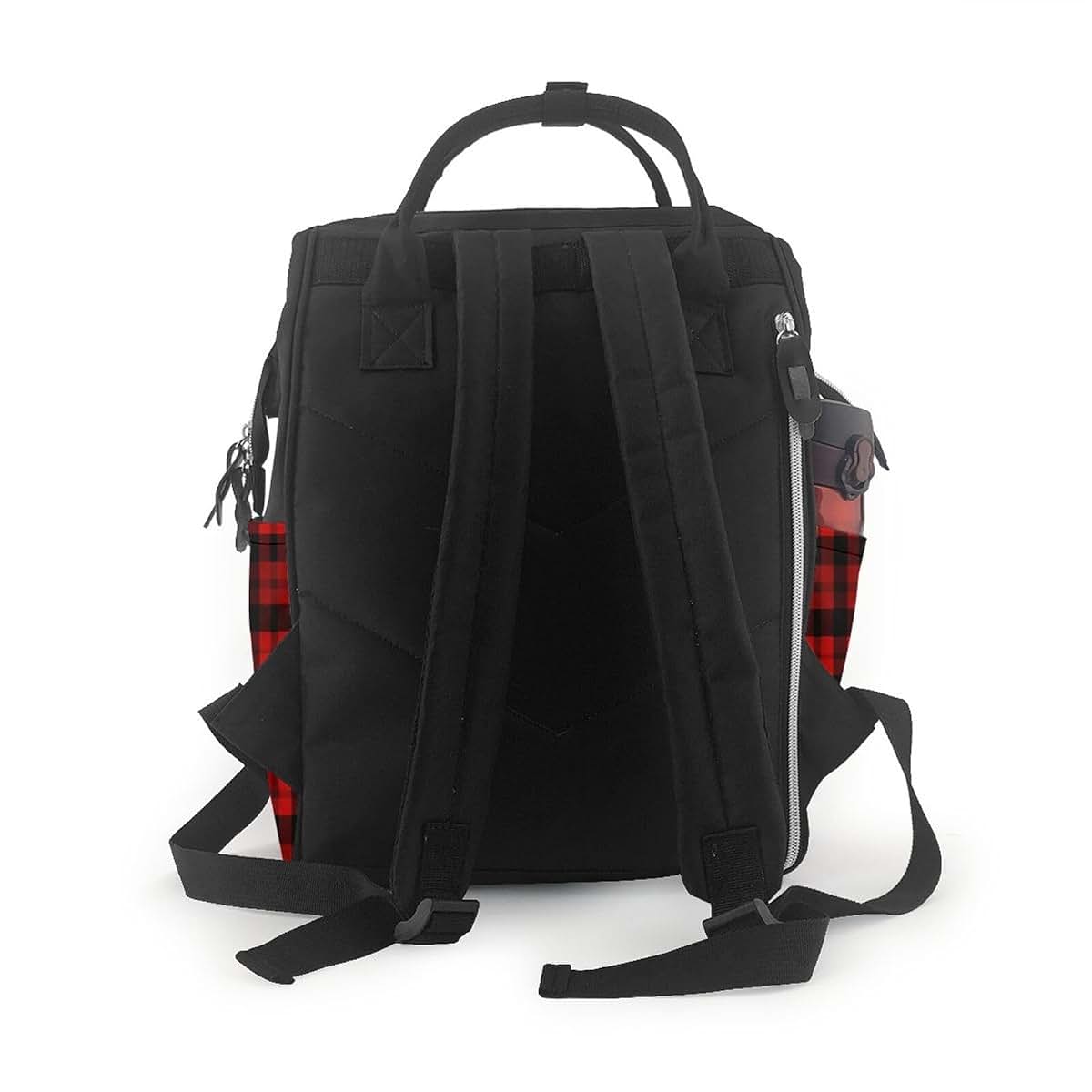 Ousika Plaid Red And Black Print Multifunction Diaper Backpack (photo 3)