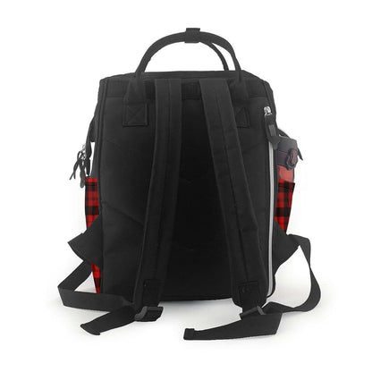Ousika Plaid Red And Black Print Multifunction Diaper Backpack (photo 3)