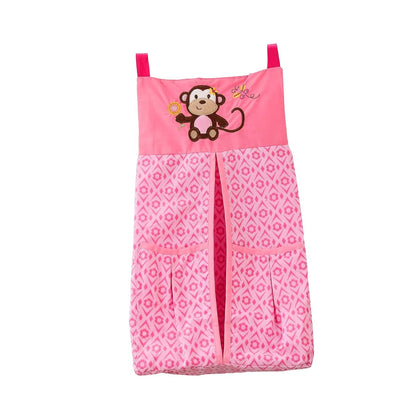 CribMATE Pink Embroidered Monkey Nursery Diaper Stacker (photo 2)