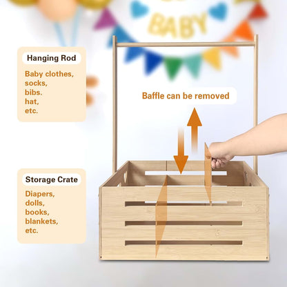 BabyOneStop Bamboo Baby Shower Crate Closet With Hanging Rod