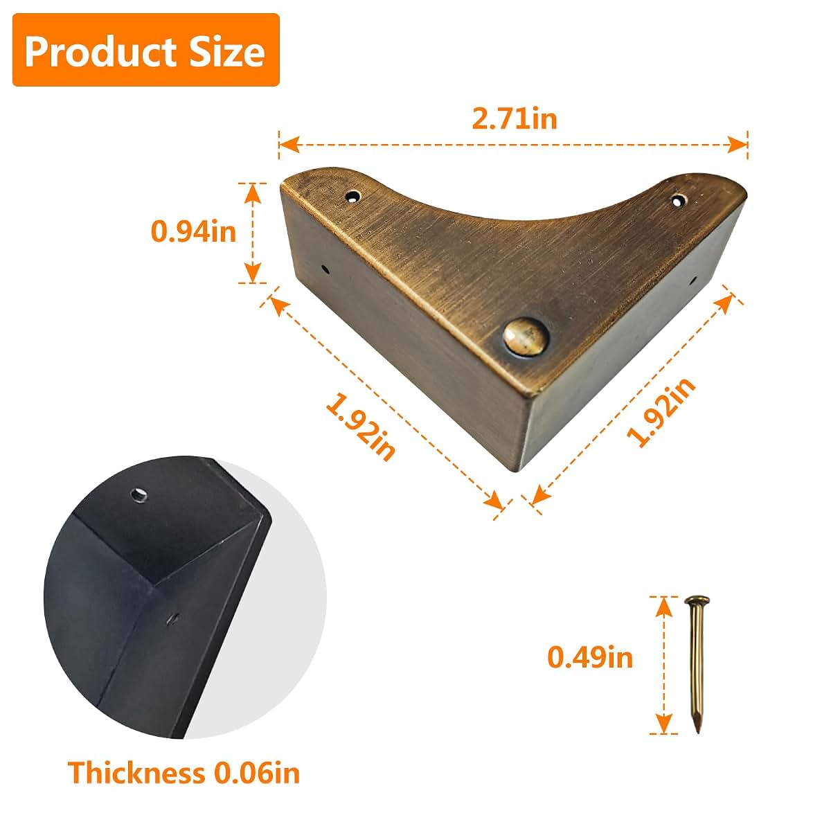 Mewuthede Metal Box Corner Protector, 4pcs Corner Guard Desk Box Edge Safety, Bronze (photo 2)