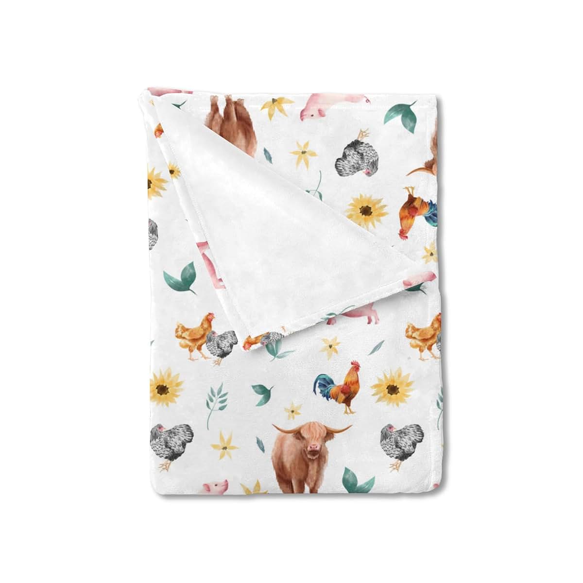 Farm Animals Baby Blanket Flannel Soft 30x40 Inches Swaddle Nursery