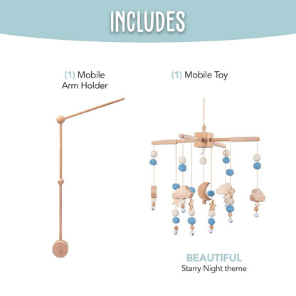 BlueMello Starry Night Boho Crib Mobile Toy and Arm Holder Set