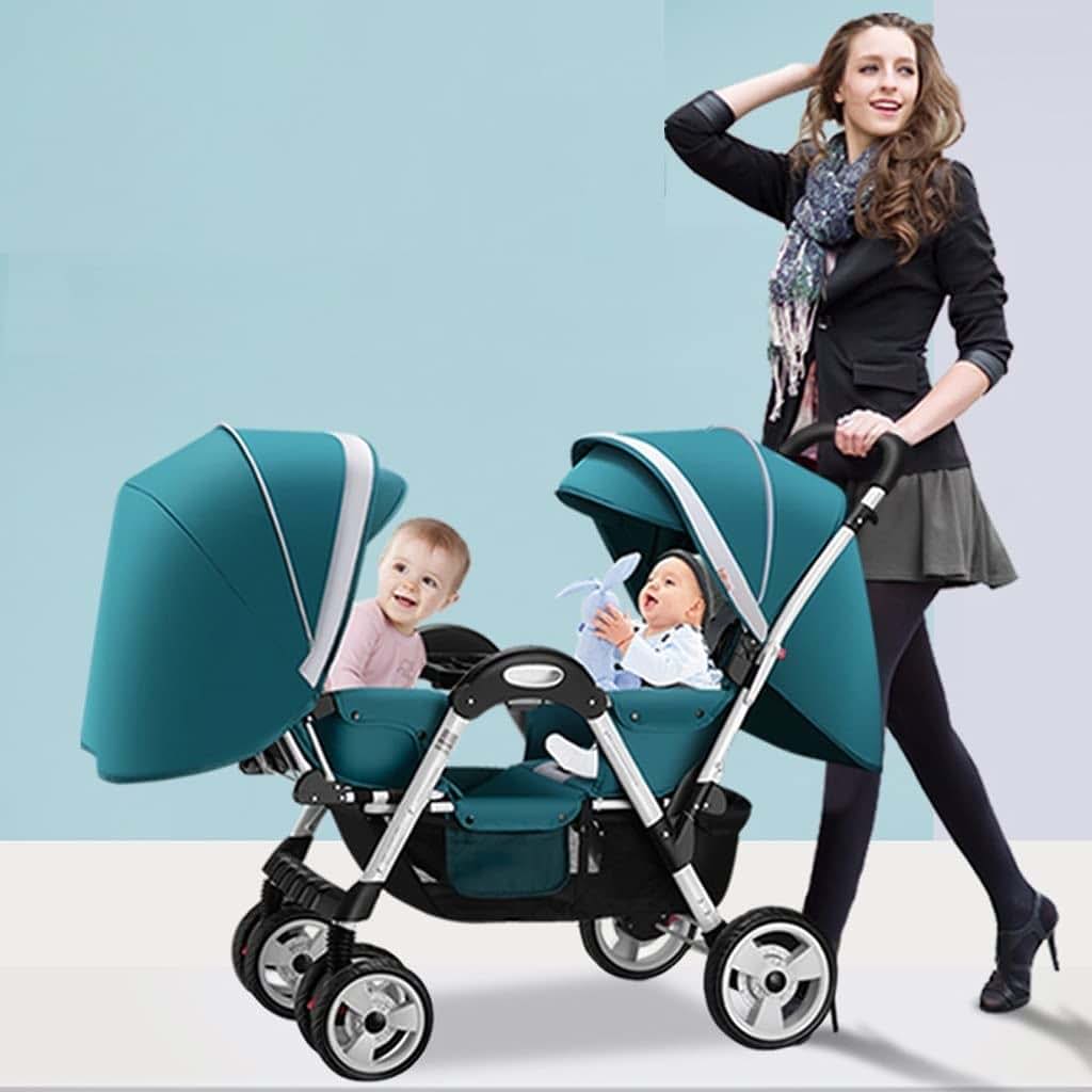 TXTC Double Tandem Stroller in Gray, Foldable Two-Seater Pushchair (photo 2)