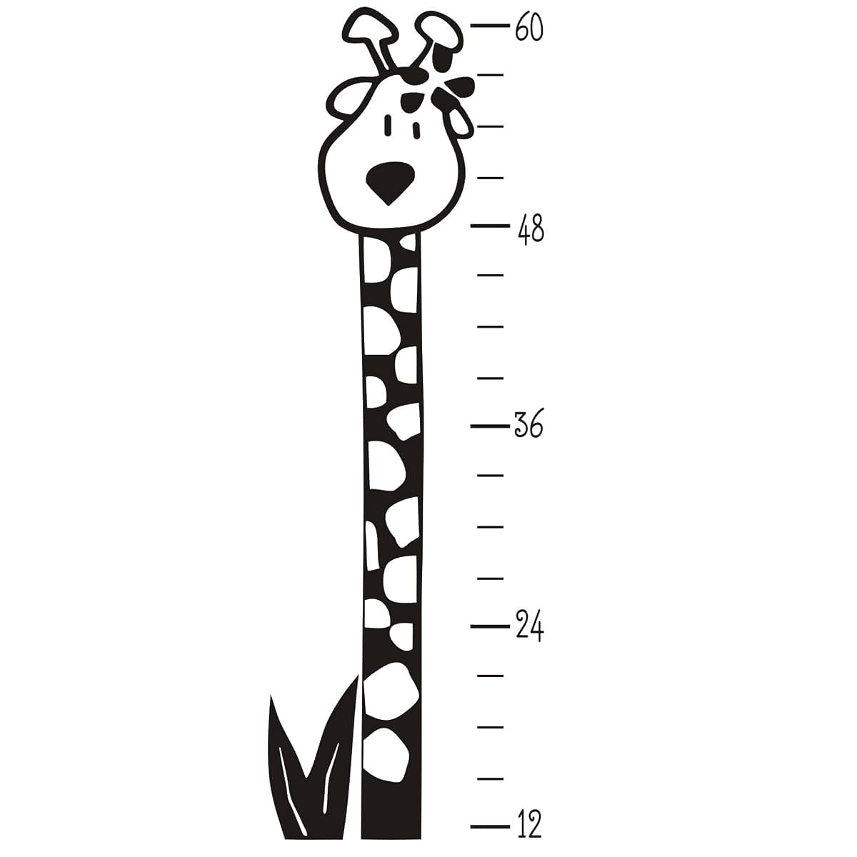 JURUOXIN Growth Chart Wall Decal Giraffe Art Vinyl Height Chart Sticker Black
