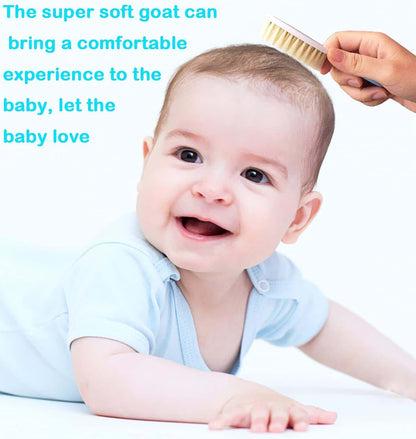 Duruan Baby Hair Brush &Silicone Baby Cradle Cap Brush Set, for Newborns & Toddlers-Natural Soft Goat Bristles-Ideal (photo 3)