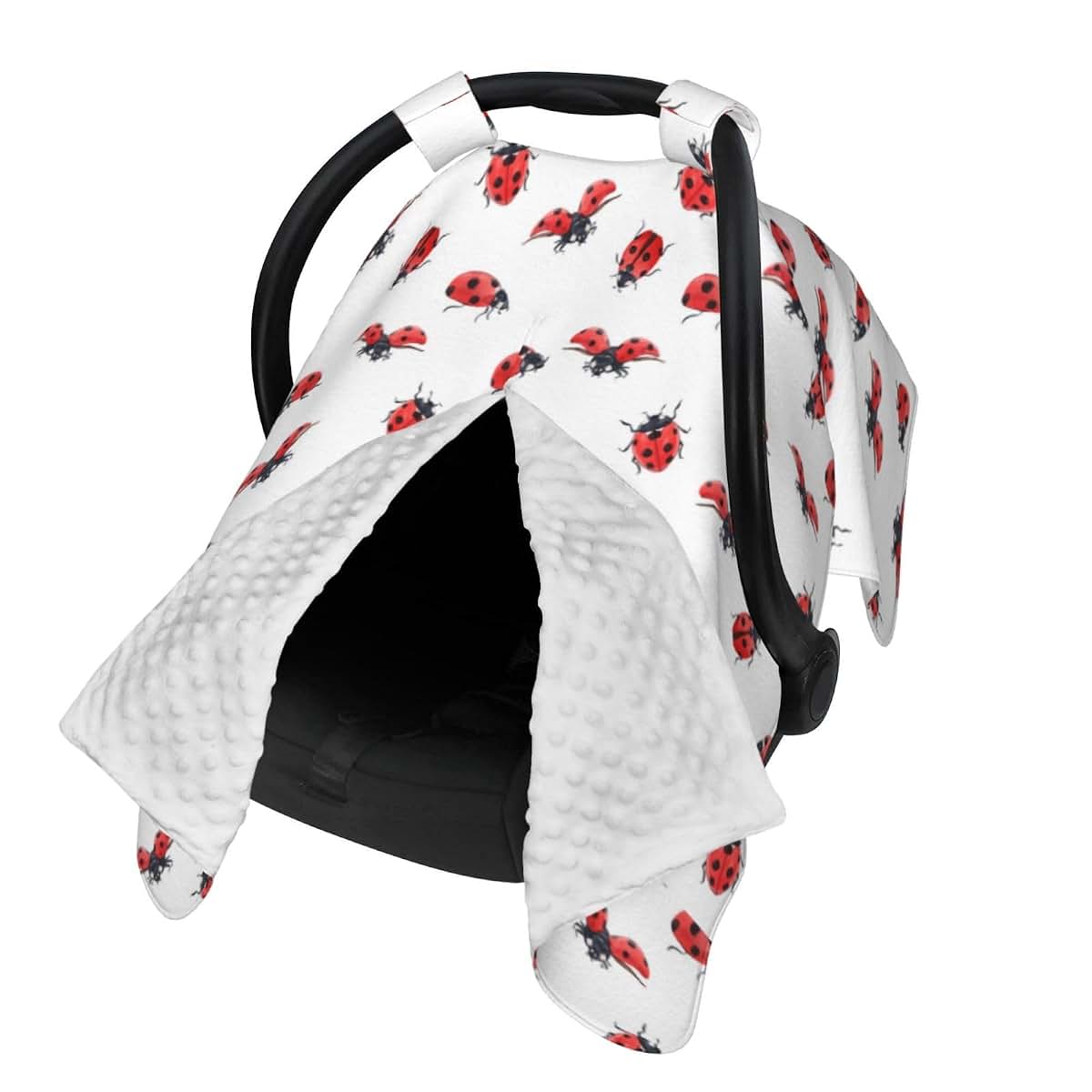 CAYKWVZ Watercolor Ladybug Baby Car Seat Canopy Cover Multi Use Shower Gift, Nursing Cover for Mom Nursing Covers, Bow