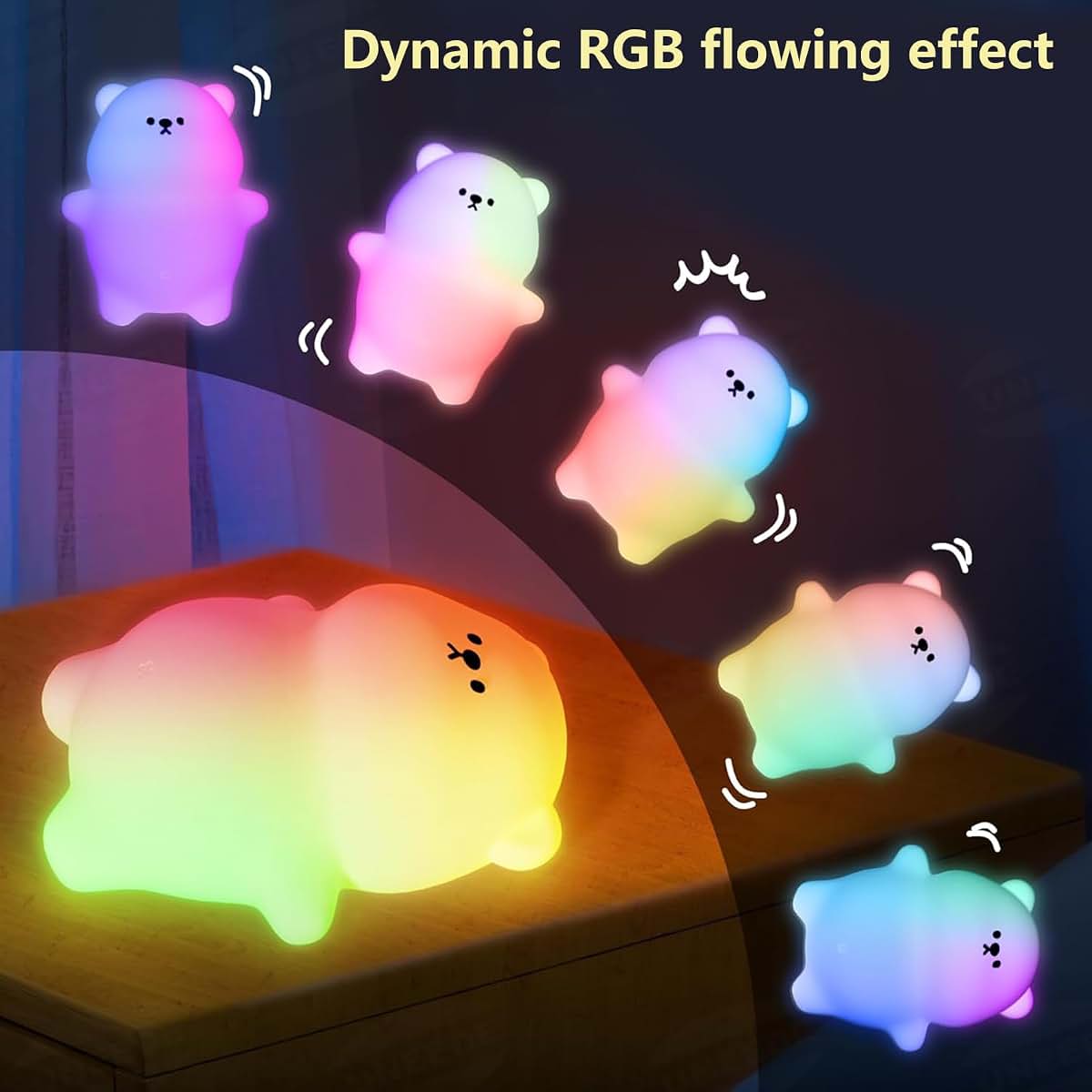 Lying Bear Dimmable LED Night Light for Nursery and Room Decor
