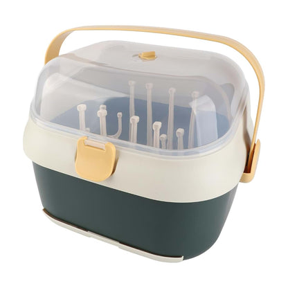 OPPWONG Nursing Bottle Storage Box, Compact Household Dust Proof Draining Plastic Baby Bottle Drying Rack, Clamps (photo 2)