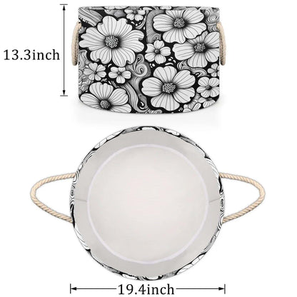 Gumuslen Black White Daisy Storage Basket Bin