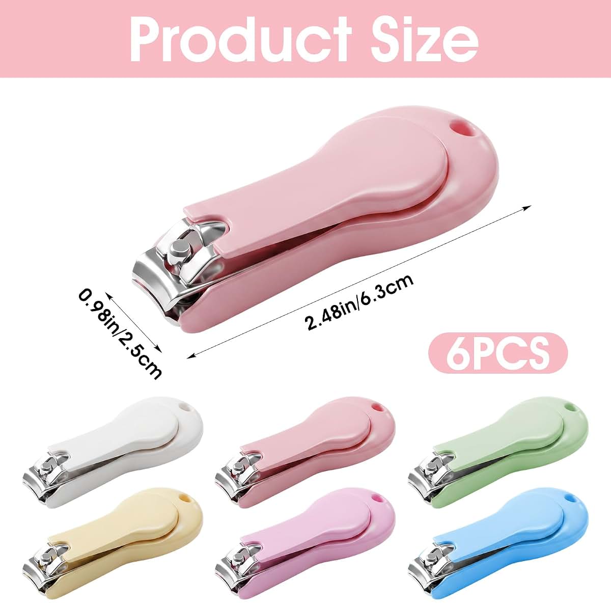FNANJWQ Baby Nail Clippers 6 Pack, Multicolored Precision Trimmer (photo 2)