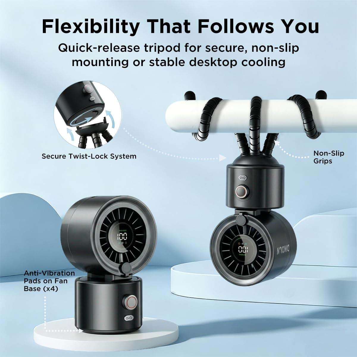 DNDLN 2-in-1 Stroller and Golf Cart Misting Fan