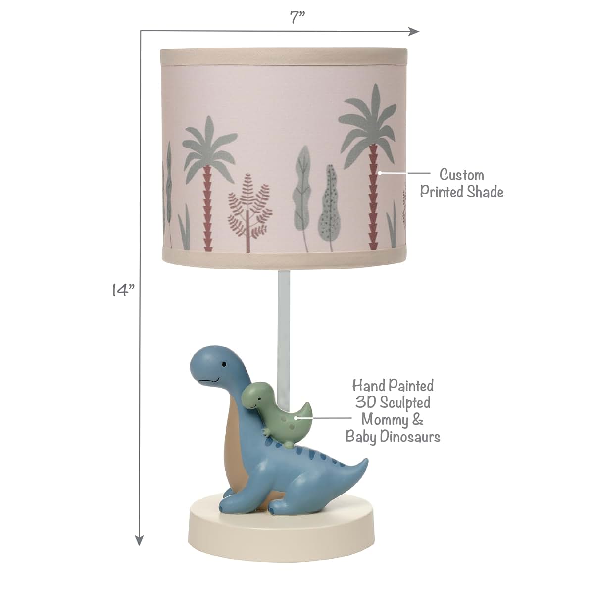 Lambs & Ivy Dino-Might 3D Dinosaur Nursery Lamp with Shade