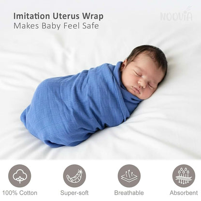 NOOVIA 2-Pack Baby Muslin Swaddle Blankets, 43x47 Inch, Cotton