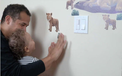 Create-A-Mural Jungle Animal Wall Decals Lion Family Peel & Stick Vinyl Stickers