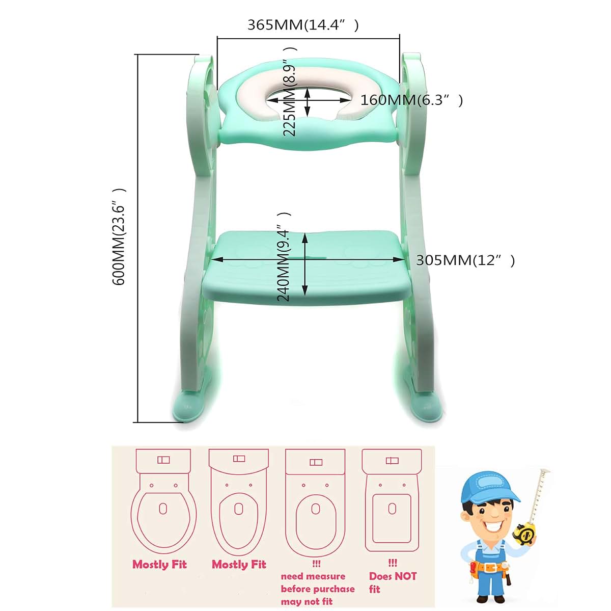 HongK- Giffgaff Potty Training Toilet Ladder Seat With Upgraded Cushion Step Stool Ladder Toilet Chair/Toilet Trainer