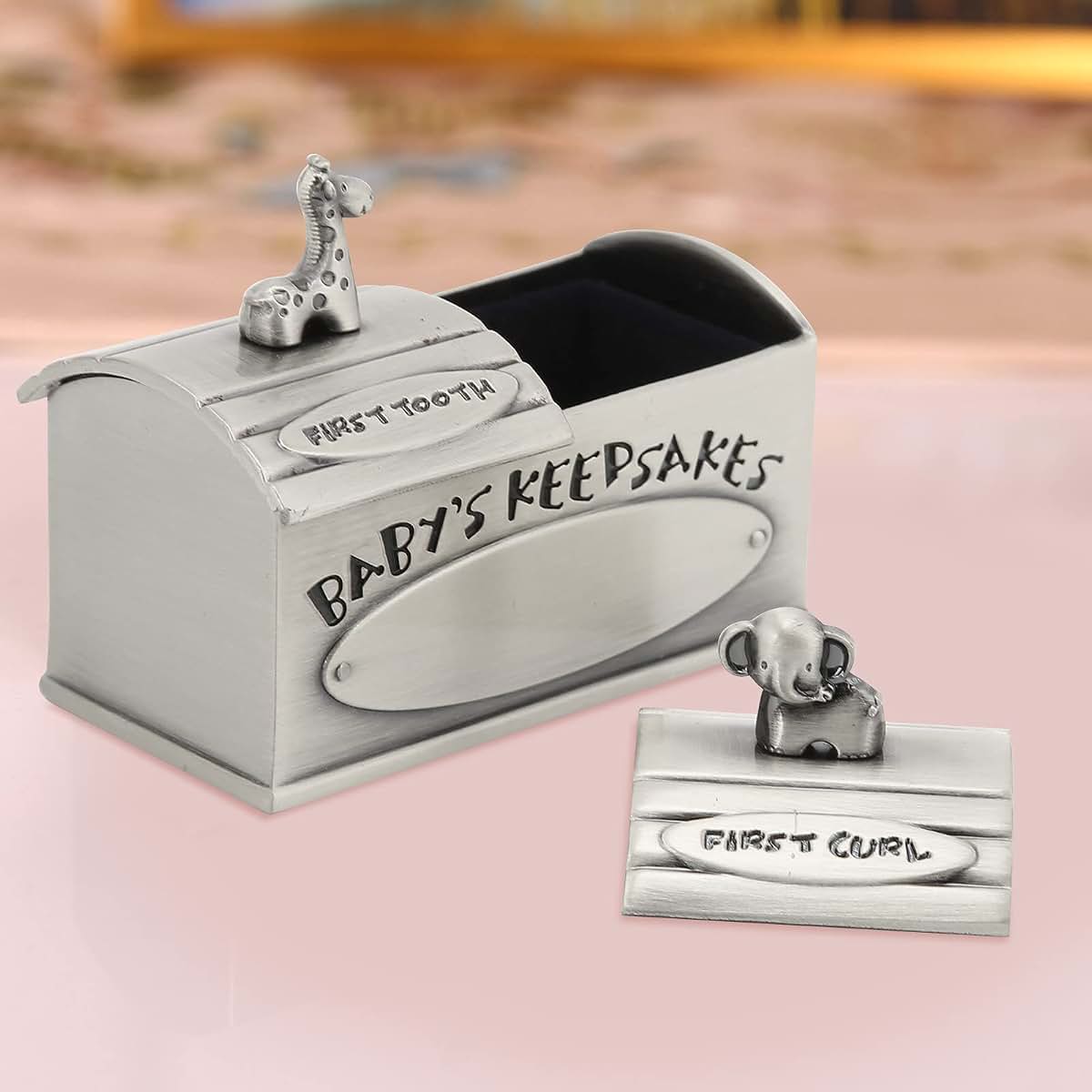 Kukyller Baby Keepsake Box Silver Tooth Box Baby First Tooth and Curl Keepsake Box Tooth Holder First Haircut Keepsake (photo 2)