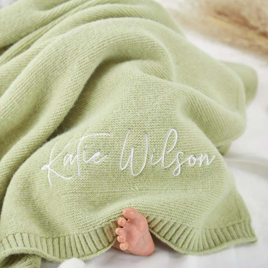 Esthqetic Personalized Baby Blanket with Name, Custom Baby Blanket with Name Embroidery, Baby Gifts for Newborn, Baby