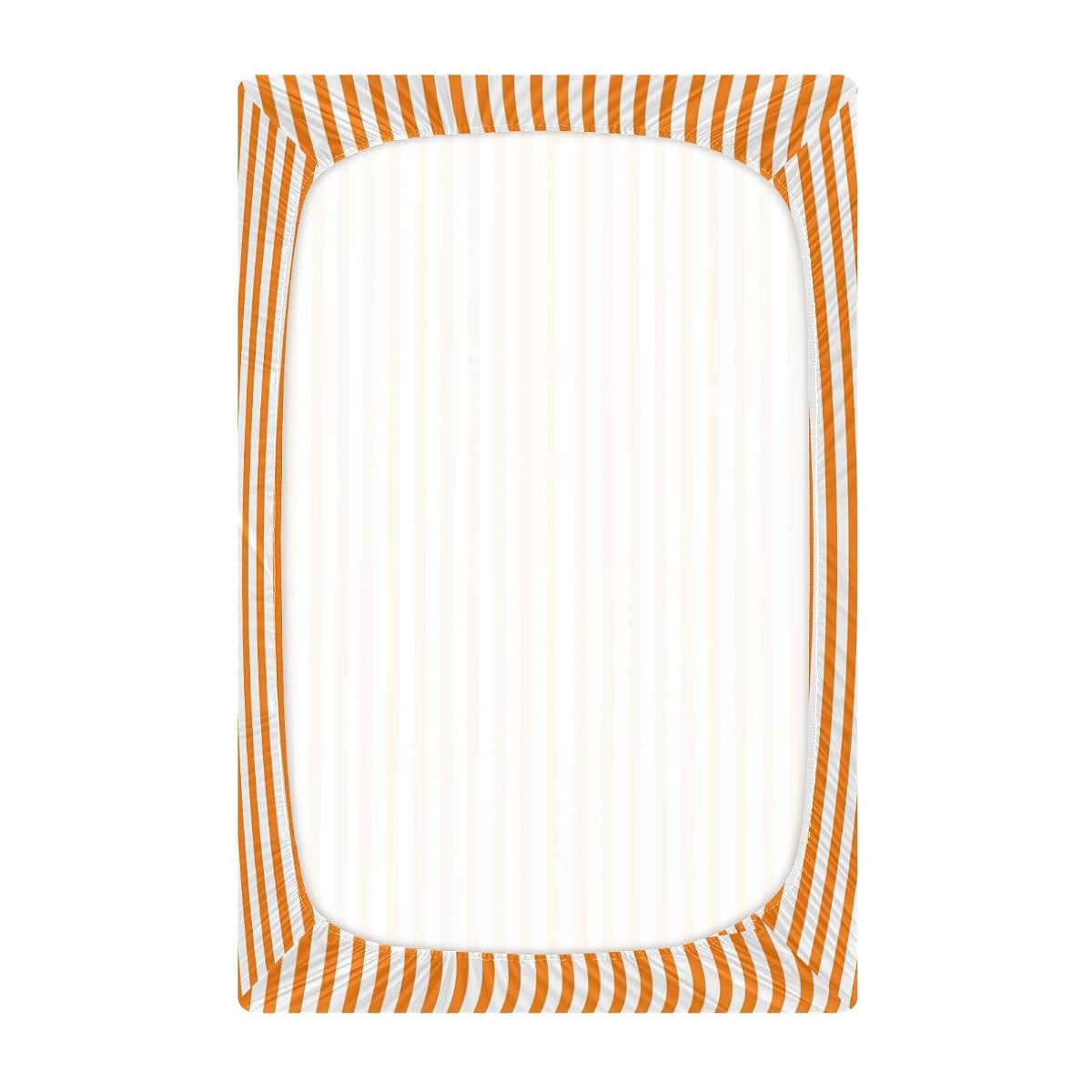Orange White Stripe Crib Sheets for Standard Toddler Mattresses