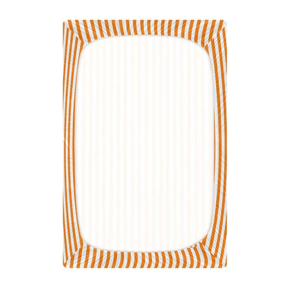 Orange White Stripe Crib Sheets for Standard Toddler Mattresses