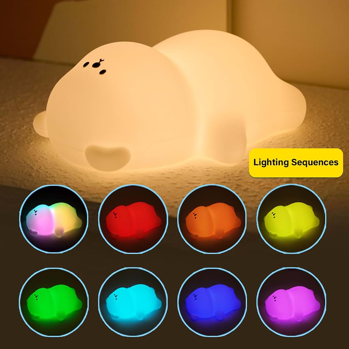 Lying Bear Dimmable LED Night Light for Nursery and Room Decor