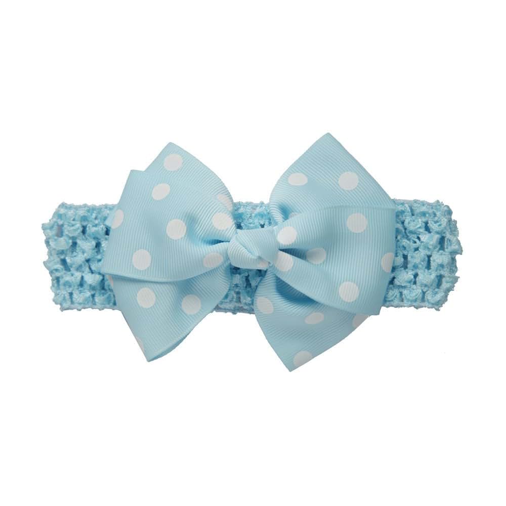 POLG Newborn Baby Polka Dot Elastic Headband and Bow Headwrap