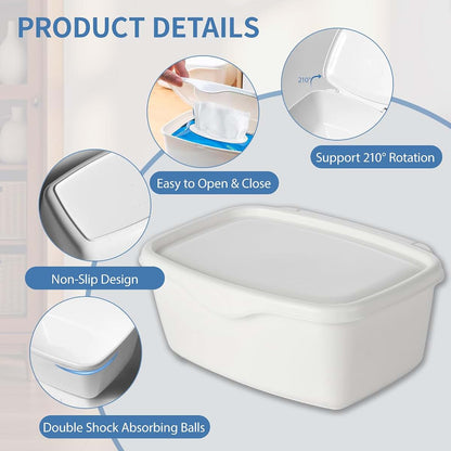 Wipes Dispenser for Flushable Wipes - Refillable PP Plastic Container