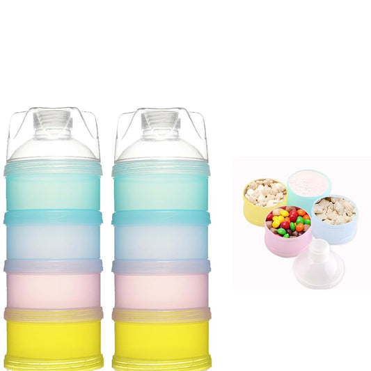 Manwetye 2 PCS 4 Layers Baby Milk Powder Dispenser, Milk Powder Pots,Formula Dispenser Portable Milk Powder Formula
