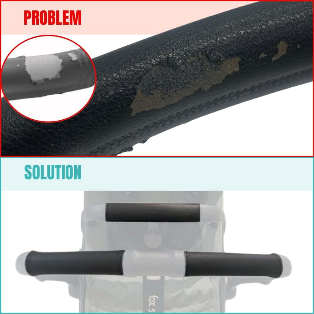 PROTEC TIF | Pack of Leatherette Protective Covers for Handlebar and Carrying Handle Compatible with Bugaboo FOX 5 (photo 2)