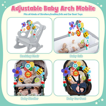 Adjustable Crib Mobile for Stroller, Bassinet, and Bouncer | Sensory Hanging Toys