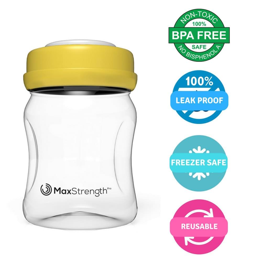 Max Strength Pro Breastmilk Bottles, 6-Pack with Leak-Proof Lids, 6 oz
