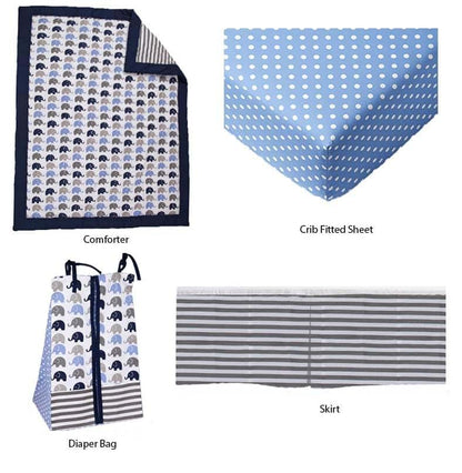Bacati 4-Piece Cotton Crib Bedding Set with Diaper Caddy