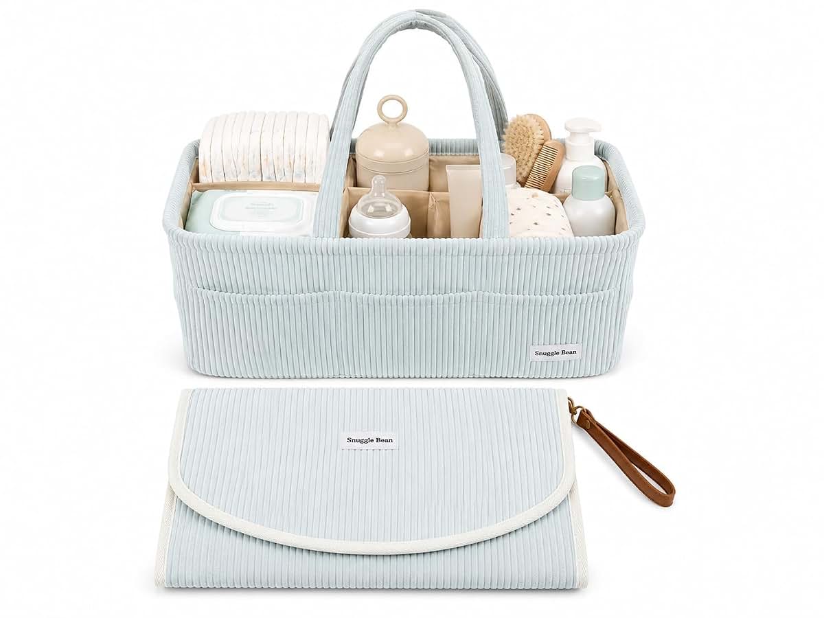 Snuggle Bean Diaper Caddy Organizer with Changing Pad Set