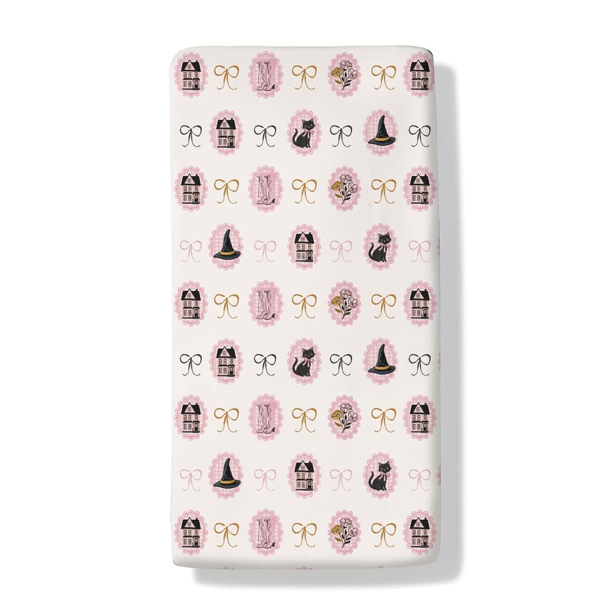 Cstdyfrv Pink Halloween Cat Witch Fitted Crib Sheet for Standard Mattresses