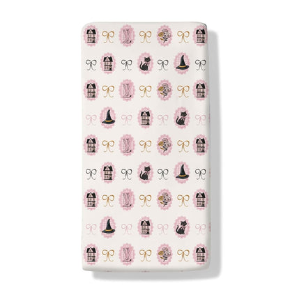 Cstdyfrv Pink Halloween Cat Witch Fitted Crib Sheet for Standard Mattresses