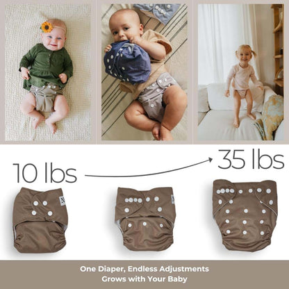 Nora's Nursery Cloth Diapers 7 Pack Adjustable Pocket Reusable