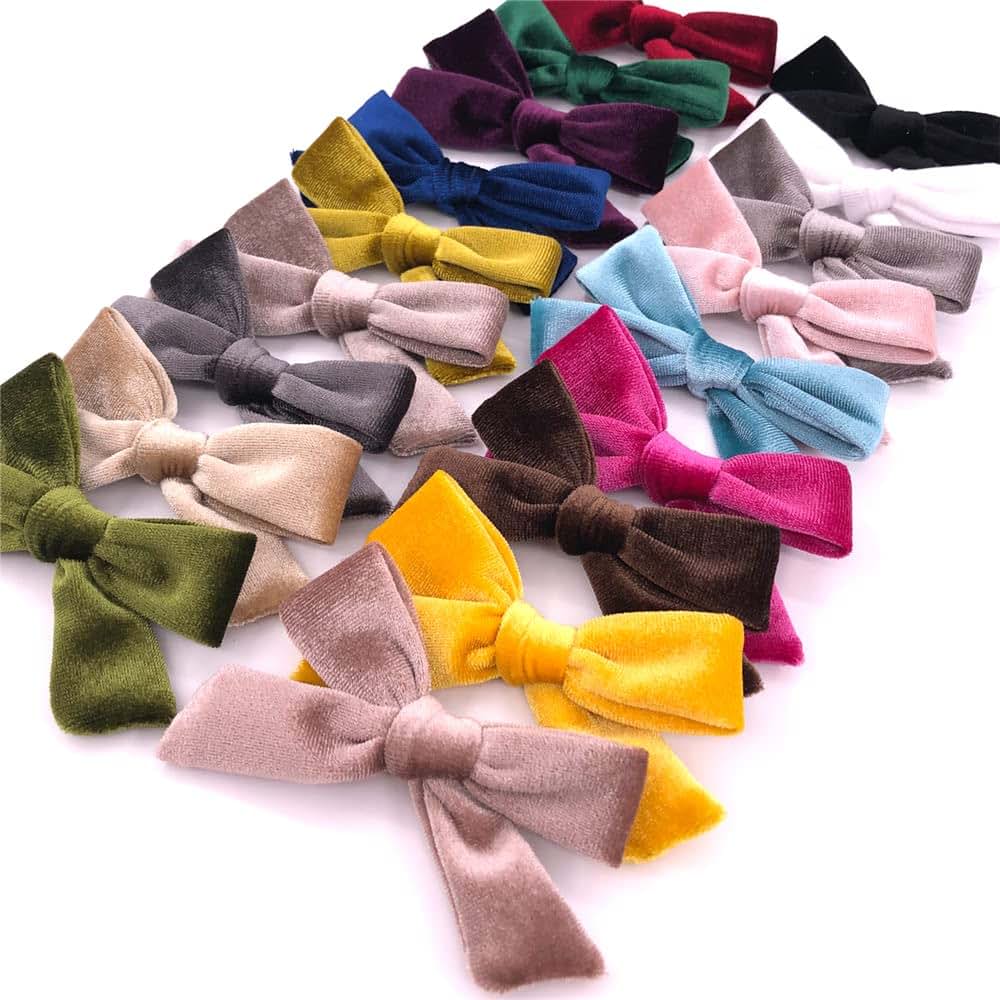 Baily Garment & Accessories Velvet Bow Hair Clips, 24 Colors
