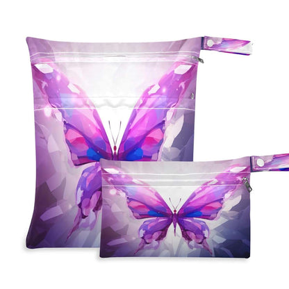 Blueangle Reusable Wet Dry Bag 2-Pack With Purple Butterfly Design