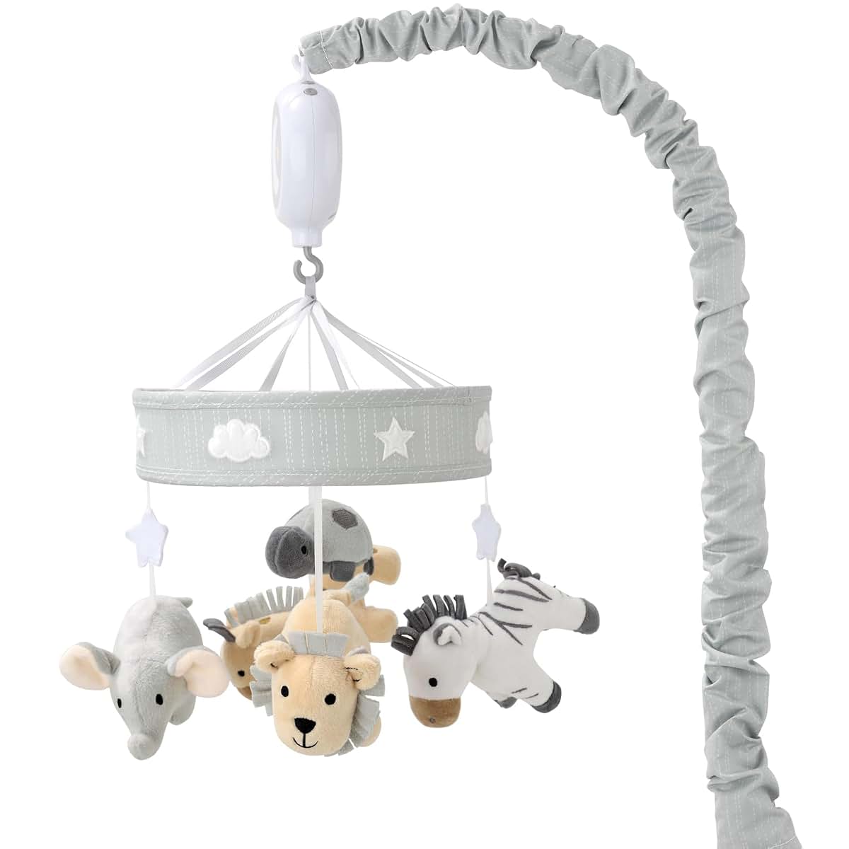 Peanutshell Crib Mobile for Boys or Girls - Grey Musical Baby Crib Mobile