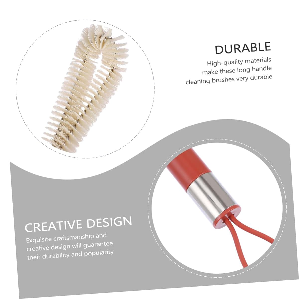 Long Handle Cup Brush for Bottles and Cups - Red Nylon