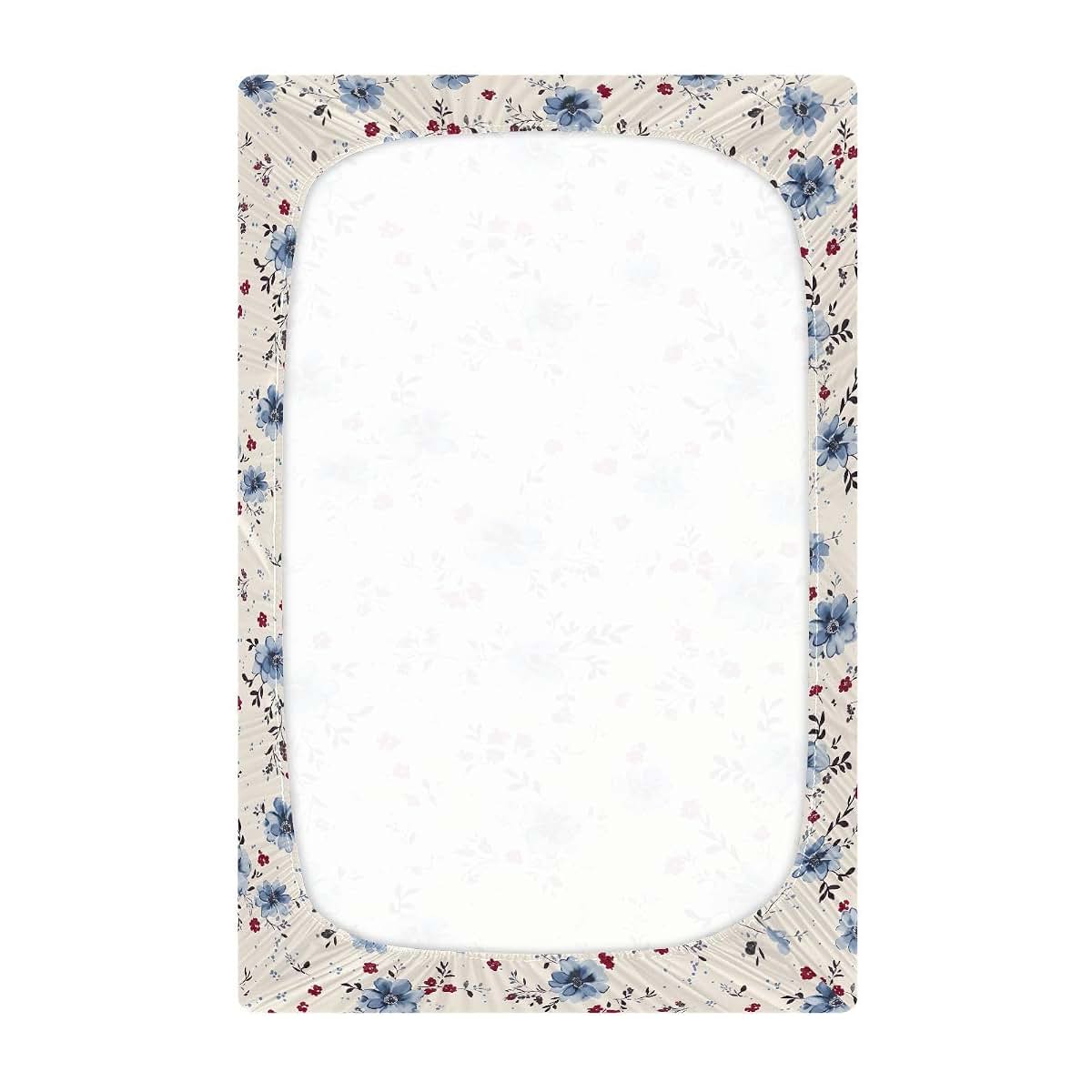 Innewgogo Vintage Blue Floral Fitted Crib Sheet For Pack And Play