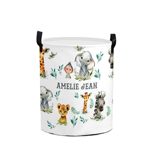 Joyestore Safari Animal Elephant Zebra Leopard Storage Bin, Waterproof Oxford Fabric Clothes Basket Organizer for