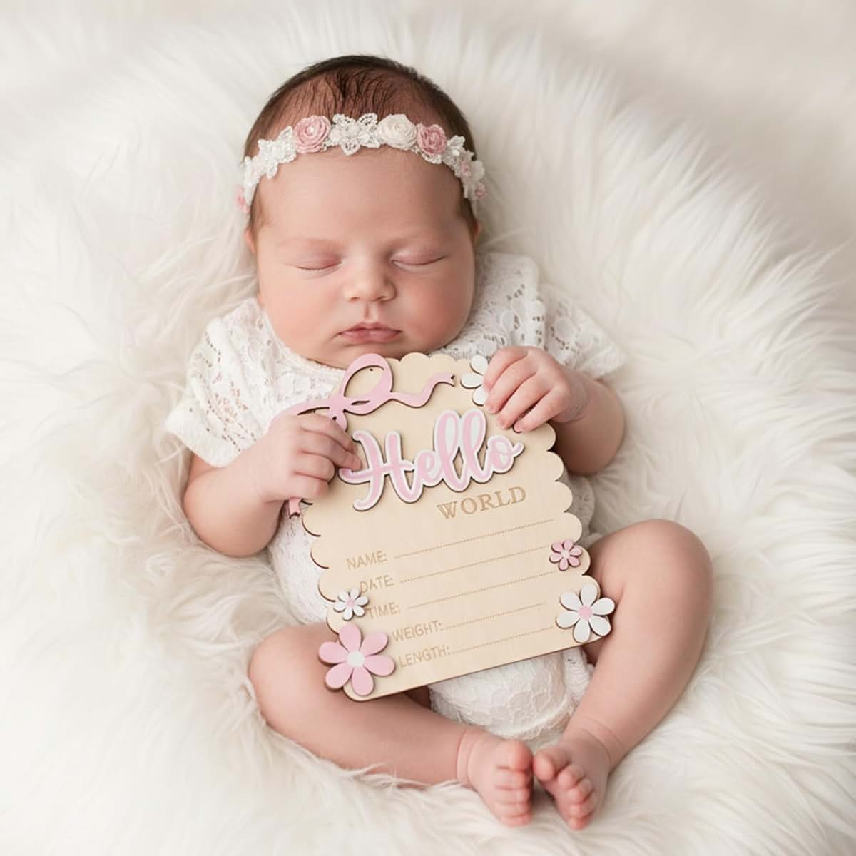 Matwsec Hello World Newborn Sign | Customizable Baby Name Announcement Prop